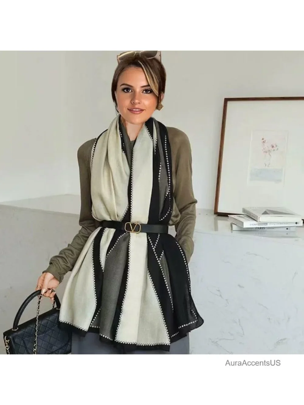 Oversized Luxury Silk Scarf Long Satin Fashion Shawl Wrap Lightweight